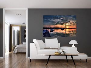 Západ slnka v prístave - obraz na stenu (Obraz 120x80cm)