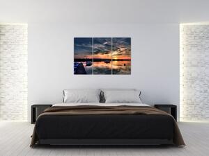 Západ slnka v prístave - obraz na stenu (Obraz 120x80cm)
