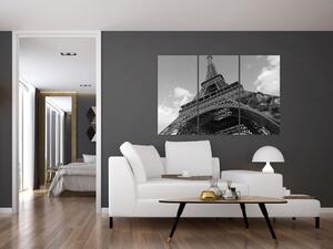 Čiernobiely obraz Eiffelovej veže (Obraz 120x80cm)