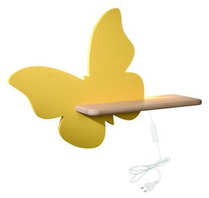 Nástenné svietidlo policové 5W, žltý motýľ - s napájacím káblom