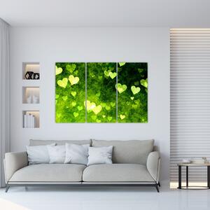 Zelená srdiečka - obraz do bytu (Obraz 120x80cm)