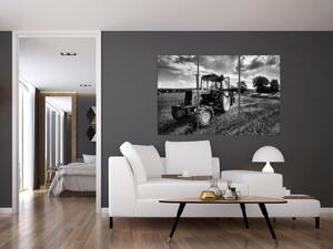 Čiernobiely obraz traktora (Obraz 120x80cm)