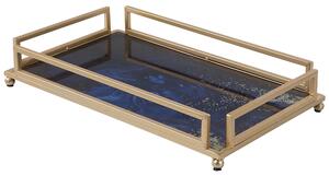 Servírovacia tácka zlato-modrý efekt akvarelu 40 x 24 cm v štýle glam