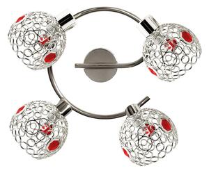 Candellux Lamp ARON SPIRALA 4X40W G9 Chrome Crystal Red 98-12265