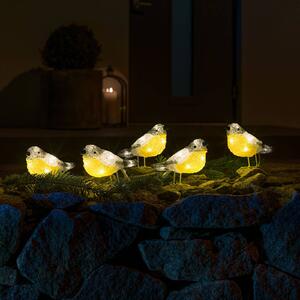 LED svetelné figúrky vtáky, sada 5 kusov