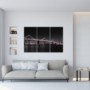 Nočný osvetlený most - obraz (Obraz 120x80cm)