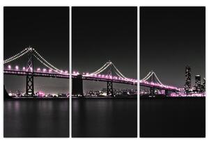Nočný osvetlený most - obraz (Obraz 120x80cm)