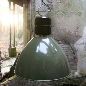 Olive Green závesná lampa Frisk, industriálna