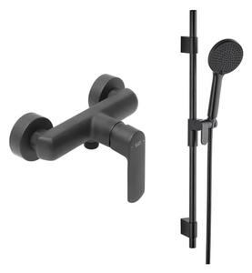 Sprchová batéria SAT Feel so sprchovacím setom 150 mm čierna matná SATBSFEEL268CSET1