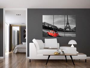 Trabant u Eiffelovej veže - obraz na stenu (Obraz 120x80cm)