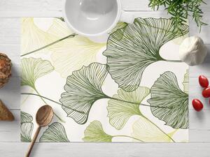 Biante Bavlnené prestieranie na stôl Sandra SA-576 Zelené Ginkgo listy na bielom 30x40 cm