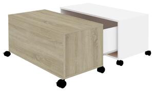 Konferenčný stolík, biela+sonoma 75x75x38 cm, kompozitné drevo