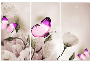 Motýľ na kvetine - obraz (Obraz 120x80cm)