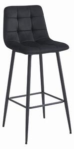 Barová zamatová otočná stolička ARCETO v čiernej farbe