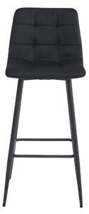 ARCETO PRO Barová zamatová otočná stolička v čiernej farbe