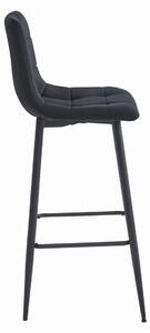 ARCETO PRO Barová zamatová otočná stolička v čiernej farbe