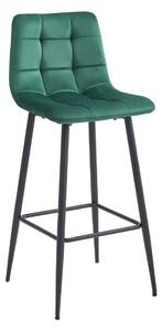 Barová zamatová otočná stolička ARCETO v zelenej farbe