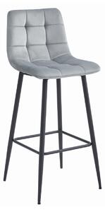 Barová zamatová otočná stolička ARCETO v šedej farbe