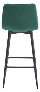 ARCETO PRO Barová zamatová otočná stolička v zelenej farbe