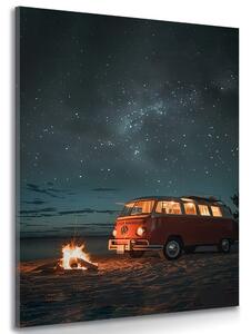 Obraz plážový táborák pod nočnou oblohou - Volkswagen T1