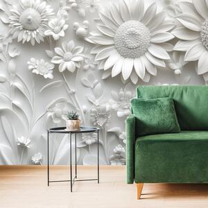 Tapeta 3D biele kvety
