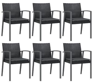 Záhradné stoličky s vankúšmi 6 ks čierne 56,5x57x83cm polyratan