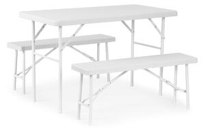Cateringová súprava 120 cm stôl 2 lavice banketová súprava - BIELA