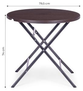 Skladací záhradný stôl, 79cm, imitácia dreva - hnedá
