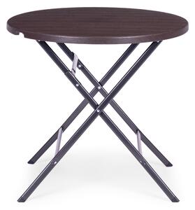 ModernHome Záhradný stôl 62cm okrúhly, rozkladací, HDPE, imitácia dreva - hnedá