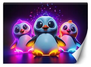 Fototapeta, Neonové tučňáci - 150x105 cm