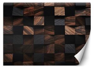 Fototapeta, Dřevěná kostka mozaika 3D - 300x210 cm