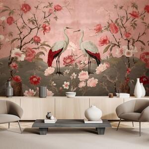 Fototapeta, Květiny a ptáci Chinoiserie - 100x70 cm