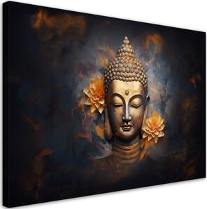 Obraz na plátně, zlatá socha buddhy - 120x80 cm