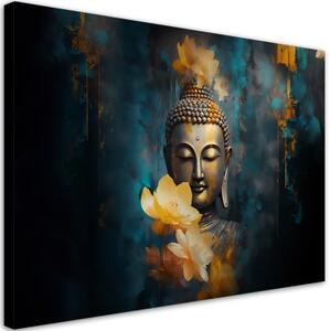 Obraz na plátně, zen buddha padající listy - 100x70 cm