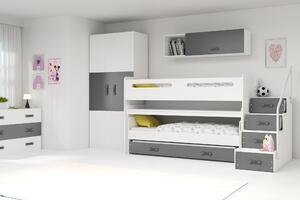 Multifunkčná poschodová posteľ MAX 1 - 200x80cm - Biely - Grafitový (3x posteľ + stôl)