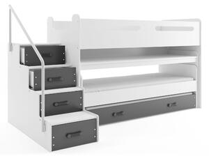 Multifunkčná poschodová posteľ MAX 1 - 200x80cm - Biely - Grafitový (3x posteľ + stôl)