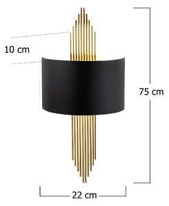 Dizajnová nástenná lampa Daishiro čierna / zlatá