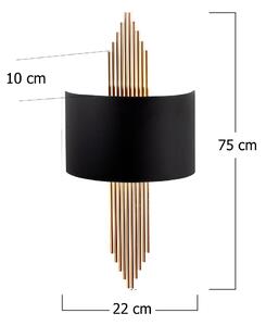 Dizajnová nástenná lampa Daishiro čierna / medená