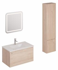 Kúpeľňová zostava s umývadlom vrátane umývadlovej batérie, vtoku a sifónu Naturel Ancona akácie KSETANCONA15