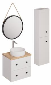 Kúpeľňová zostava s umývadlom vrátane umývadlovej batérie, vtoku a sifónu Naturel Forli biela KSETFORLI8
