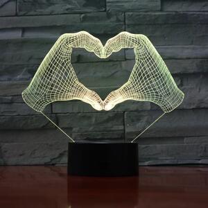 3Dmix 3DL-CLK013 – 3D LED nočná lampa - Srdce z rúk (Hodiny s budíkom)