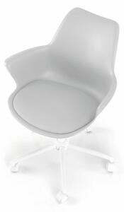 Kancelárska otočná stolička GASLY — plast, ekokoža, oceľ, biela / šedá