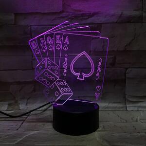 3Dmix 3DL-BTC019 – 3D LED nočná lampa - Poker (Karty a kocky) (Bluetooth reproduktor - farba čierna)
