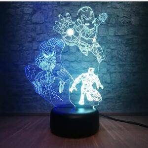 3Dmix 3DL-CRK051 – 3D LED nočná lampa - Avengers – Ironman, Spider-man, Batman (Crack základňa)