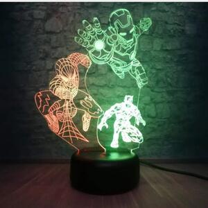 3Dmix 3DL-DFS050 – 3D LED nočná lampa - Avengers – Ironman, Spider-man, Batman (Aroma)