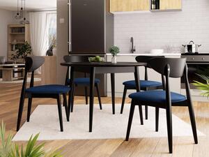 Okrúhly jedálenský stôl 100 cm so 4 stoličkami OLMIO 1 - čierny / modrý
