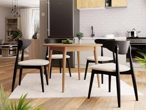Jedálenský stôl 100 cm so 4 stoličkami OLMIO 1 - prírodné drevo / čierny / béžový