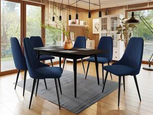 Rozkladací jedálenský stôl so stoličkami OLMIO 2 - čierny / modrý