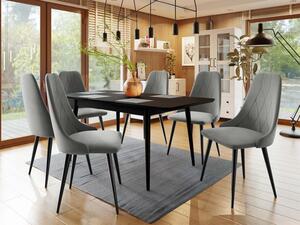 Rozkladací jedálenský stôl so stoličkami OLMIO 2 - čierny / šedý