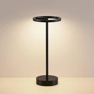 Nabíjacia stolová lampa Lucande LED Halona, čierna, hliník, USB, IP54